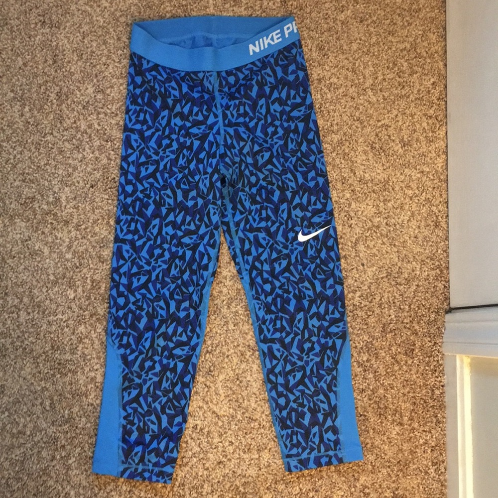 Blue Nike Pro Leggings
